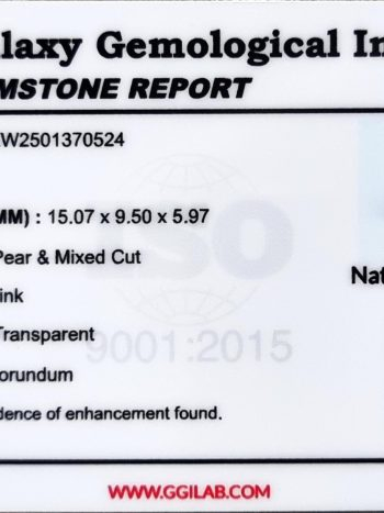 Natural Padparadscha Sapphire 6.68 ct Pear Cut – Orangish Pink, Untreated, Certified